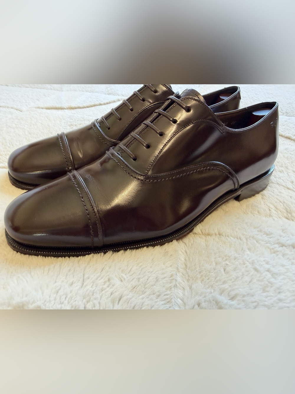 LIKE NEW! $1,100 Ferragamo Classic Cap-Toe Dark Brown Dress Oxfords 11